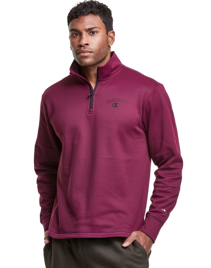 Champion Herre Sweatshirt Lilla - Game Day 1/4 Zip Block Arch Logo - Danmark UHY-310265